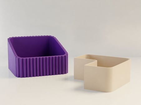 3D Baskı Fıstık Kasesi - Çift Hazneli Kabuk Ayırıcı Sunum Kasesi - Mor Bej