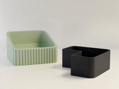 3D Baskı Fıstık Kasesi - Çift Hazneli Kabuk Ayırıcı Sunum Kasesi - Mint Siyah