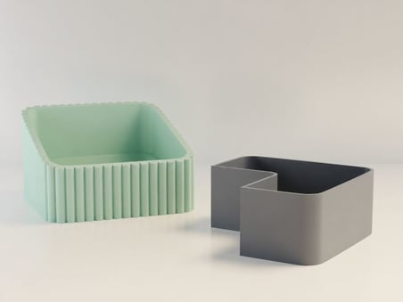 3D Baskı Fıstık Kasesi - Çift Hazneli Kabuk Ayırıcı Sunum Kasesi - Mint Gri