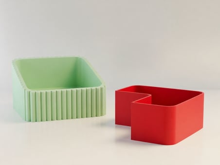 3D Baskı Fıstık Kasesi - Çift Hazneli Kabuk Ayırıcı Sunum Kasesi - Mint Kırmızı