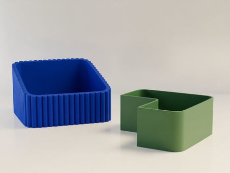 3D Baskı Fıstık Kasesi - Çift Hazneli Kabuk Ayırıcı Sunum Kasesi - Mavi Yeşil