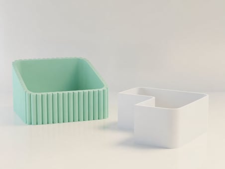 3D Baskı Fıstık Kasesi - Çift Hazneli Kabuk Ayırıcı Sunum Kasesi - Mint Beyaz