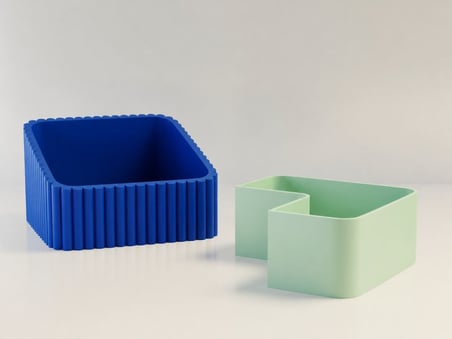 3D Baskı Fıstık Kasesi - Çift Hazneli Kabuk Ayırıcı Sunum Kasesi - Mavi Mint