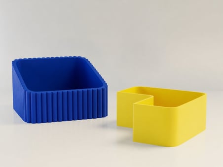 3D Baskı Fıstık Kasesi - Çift Hazneli Kabuk Ayırıcı Sunum Kasesi - Mavi Sarı