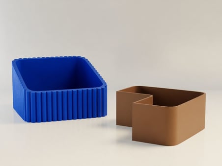 3D Baskı Fıstık Kasesi - Çift Hazneli Kabuk Ayırıcı Sunum Kasesi - Mavi Kahverengi