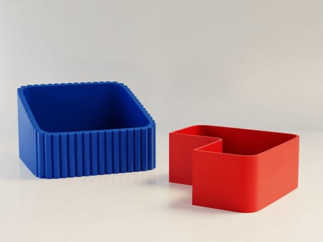 3D Baskı Fıstık Kasesi - Çift Hazneli Kabuk Ayırıcı Sunum Kasesi - Mavi Kırmızı