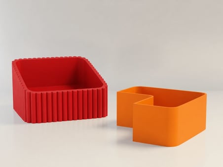 3D Baskı Fıstık Kasesi - Çift Hazneli Kabuk Ayırıcı Sunum Kasesi - Kırmızı Turuncu