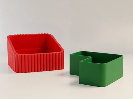 3D Baskı Fıstık Kasesi - Çift Hazneli Kabuk Ayırıcı Sunum Kasesi - Kırmızı Yeşil