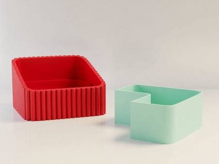 3D Baskı Fıstık Kasesi - Çift Hazneli Kabuk Ayırıcı Sunum Kasesi - Kırmızı Mint