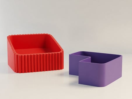 3D Baskı Fıstık Kasesi - Çift Hazneli Kabuk Ayırıcı Sunum Kasesi - Kırmızı Mor
