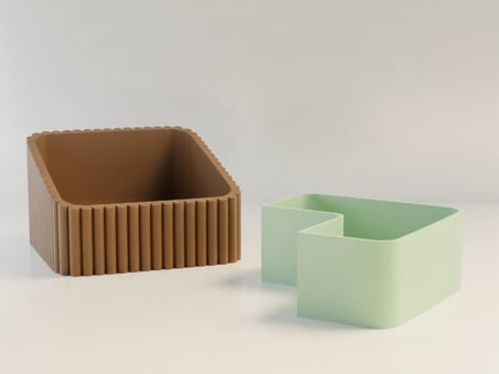 3D Baskı Fıstık Kasesi - Çift Hazneli Kabuk Ayırıcı Sunum Kasesi - Kahverengi Mint