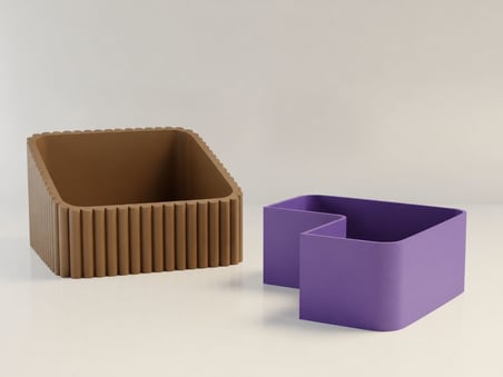 3D Baskı Fıstık Kasesi - Çift Hazneli Kabuk Ayırıcı Sunum Kasesi - Kahverengi Mor
