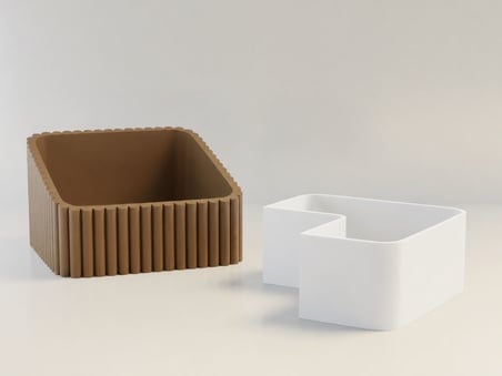 3D Baskı Fıstık Kasesi - Çift Hazneli Kabuk Ayırıcı Sunum Kasesi - Kahverengi Beyaz