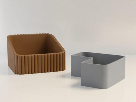 3D Baskı Fıstık Kasesi - Çift Hazneli Kabuk Ayırıcı Sunum Kasesi - Kahverengi Gri