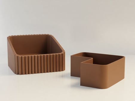 3D Baskı Fıstık Kasesi - Çift Hazneli Kabuk Ayırıcı Sunum Kasesi - Kahverengi Kahverengi