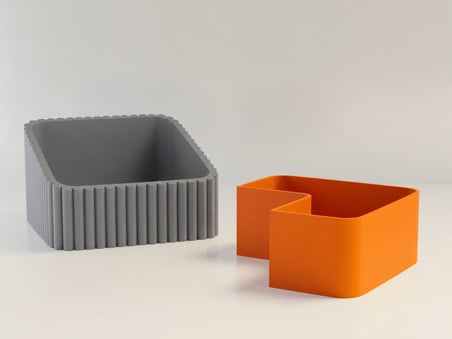 3D Baskı Fıstık Kasesi - Çift Hazneli Kabuk Ayırıcı Sunum Kasesi - Gri Turuncu