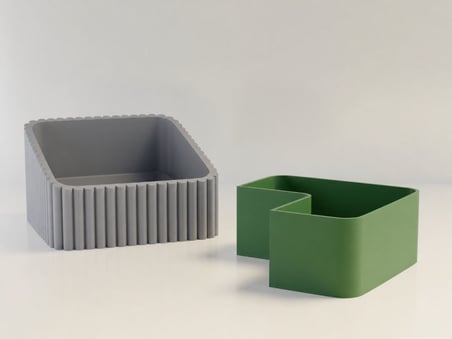 3D Baskı Fıstık Kasesi - Çift Hazneli Kabuk Ayırıcı Sunum Kasesi - Gri Yeşil
