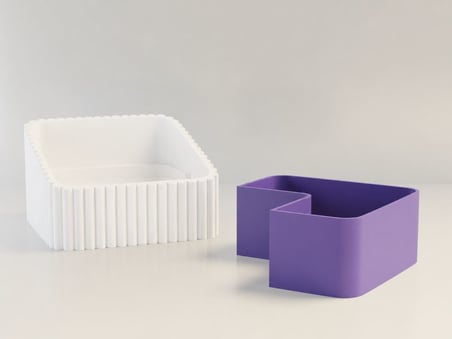 3D Baskı Fıstık Kasesi - Çift Hazneli Kabuk Ayırıcı Sunum Kasesi - Beyaz Mor