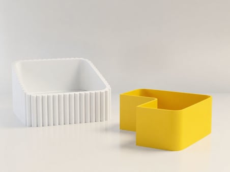 3D Baskı Fıstık Kasesi - Çift Hazneli Kabuk Ayırıcı Sunum Kasesi - Beyaz Sarı