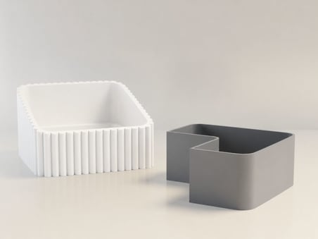 3D Baskı Fıstık Kasesi - Çift Hazneli Kabuk Ayırıcı Sunum Kasesi - Beyaz Gri