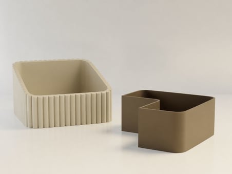 3D Baskı Fıstık Kasesi - Çift Hazneli Kabuk Ayırıcı Sunum Kasesi - Bej Kahverengi