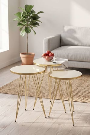 Zigon Sehpa Ve Orta Sehpa Elips Set Tel