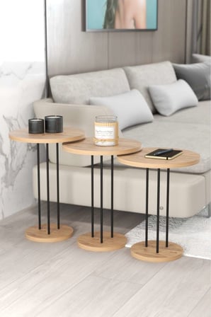 Metal Terra Zigon Çam Kahverengi 3 lü