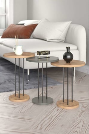 Metal Terra Zigon Ceviz Antrasit 3 lü