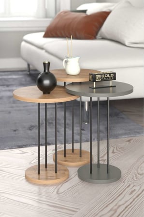 Metal Terra Zigon Ceviz Antrasit 3 lü
