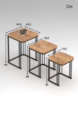 Alize Zigon Sehpa Kahverengi 3 lü
