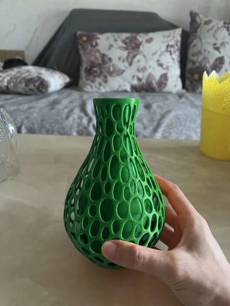 3D Baskı Petek Dokulu Vazo - Delikli Dekoratif Vazo-Yeşil