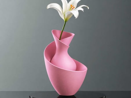 3D Baskı Bold Vazo - Akışkan Formlu Dekoratif Vazo-Pembe