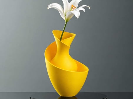 3D Baskı Bold Vazo - Akışkan Formlu Dekoratif Vazo-Sarı