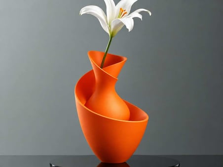 3D Baskı Bold Vazo - Akışkan Formlu Dekoratif Vazo-Turuncu