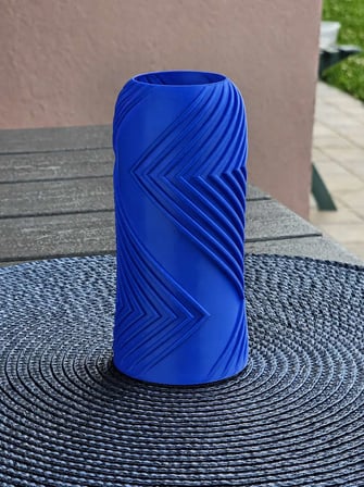 3D Baskı Vector Vazo - Geometrik Çizgili Dekoratif Vazo-Mavi