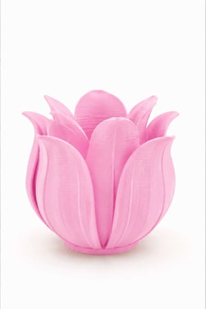 3D Baskı Lotus Yapraklı Vazo - Dekoratif Çiçeklik-Pembe