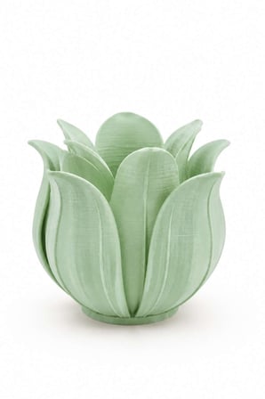 3D Baskı Lotus Yapraklı Vazo - Dekoratif Çiçeklik-Mint