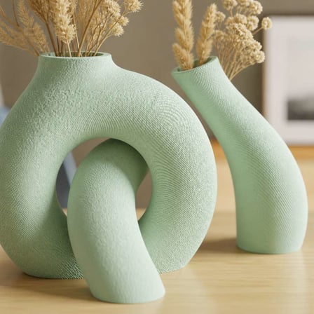 3D Baskı Interlocking Vazo - İç İçe Geçen Dekoratif Vazo-Mint
