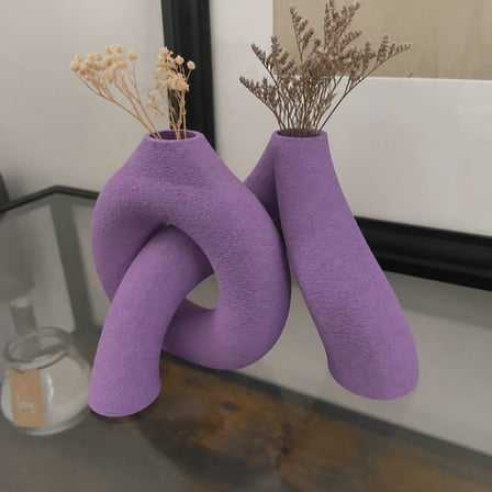 3D Baskı Interlocking Vazo - İç İçe Geçen Dekoratif Vazo-Mor
