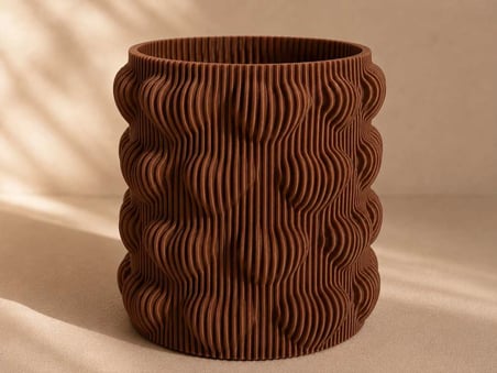 3D Baskı Kalpli Dekoratif Vazo - Modern Çiçeklik ve Masaüstü Süsü-Kahverengi