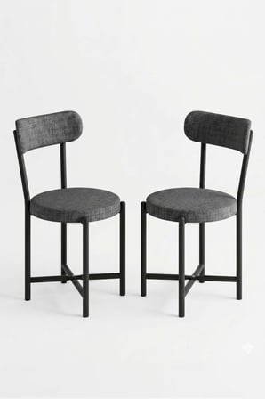 Sandalye 2 Adet Keten Kumaş Metal Ayak Modern Mutfak Sandalyesi Cafe Balkon Ofis Teddy 9813 Antrasit