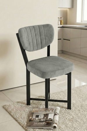 Sandalye 1 Adet Baby Face Kumaş Metal Modern Mutfak Sandalyesi Cafe Balkon Ofis Elma 9814 Gri
