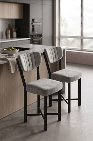 Sandalye 2 Adet Baby Face Kumaş Metal Ayak Modern Mutfak Sandalyesi Cafe Balkon Ofis Elma 9810 Gri