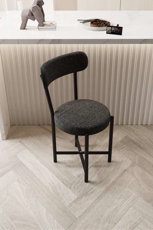 Sandalye 1 Adet Keten Kumaş Metal Ayak Modern Mutfak Sandalyesi Cafe Balkon Ofis Teddy 9817 Anstrast