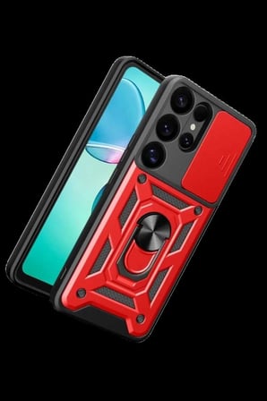 Galaxy S26 Ultra Pars Lens Yüzüklü Silikon - Kırmızı