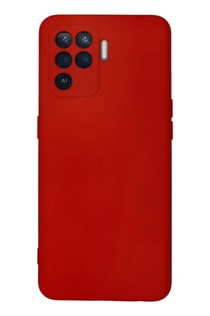 Reno 5 Lite Kılıf Nano içi Kadife Silikon - Kırmızı