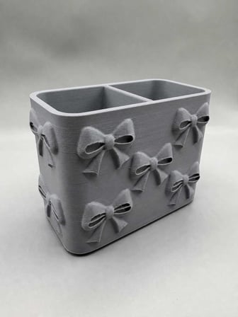 3D Baskı Fiyonk Desenli Bölmeli Kalemlik - Masaüstü Organizer - Gri