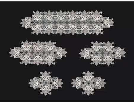 Salon Takımı 5 Parça Dantelli Masa Örtüsü Runner Seti Çeyizlik Zarif Model No 96801