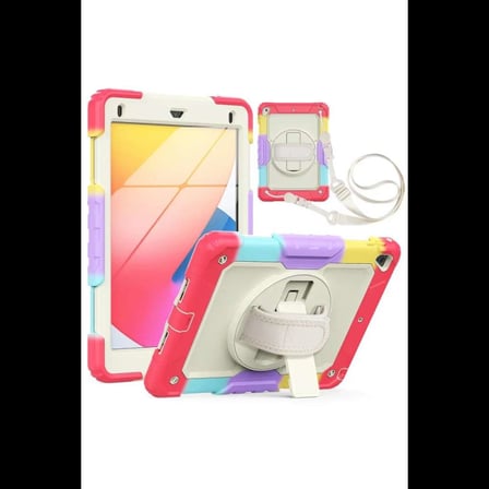 iPad 5 Air 9.7 Kılıf Tablet Rainbow Kapak - Kırmızı