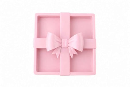 3D Baskı Fiyonklu Hediye Kutusu - Dekoratif Sunum ve Saklama Kutusu-Pembe